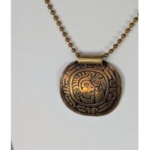 Brass hand etched oxidized pendant 2 x 1.75  ball chain 17"
NWT artisan signed